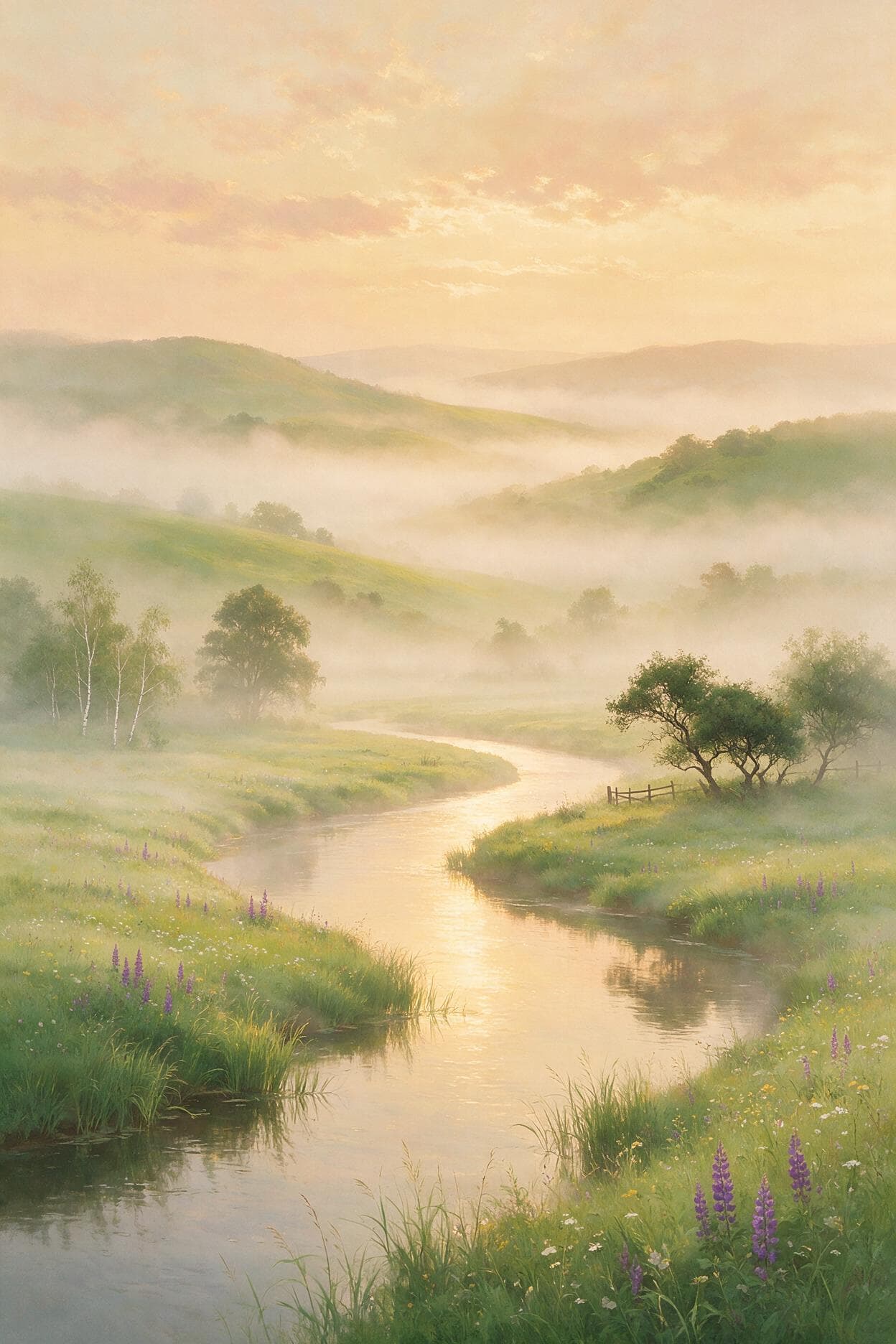 Misty Valley at Dawn