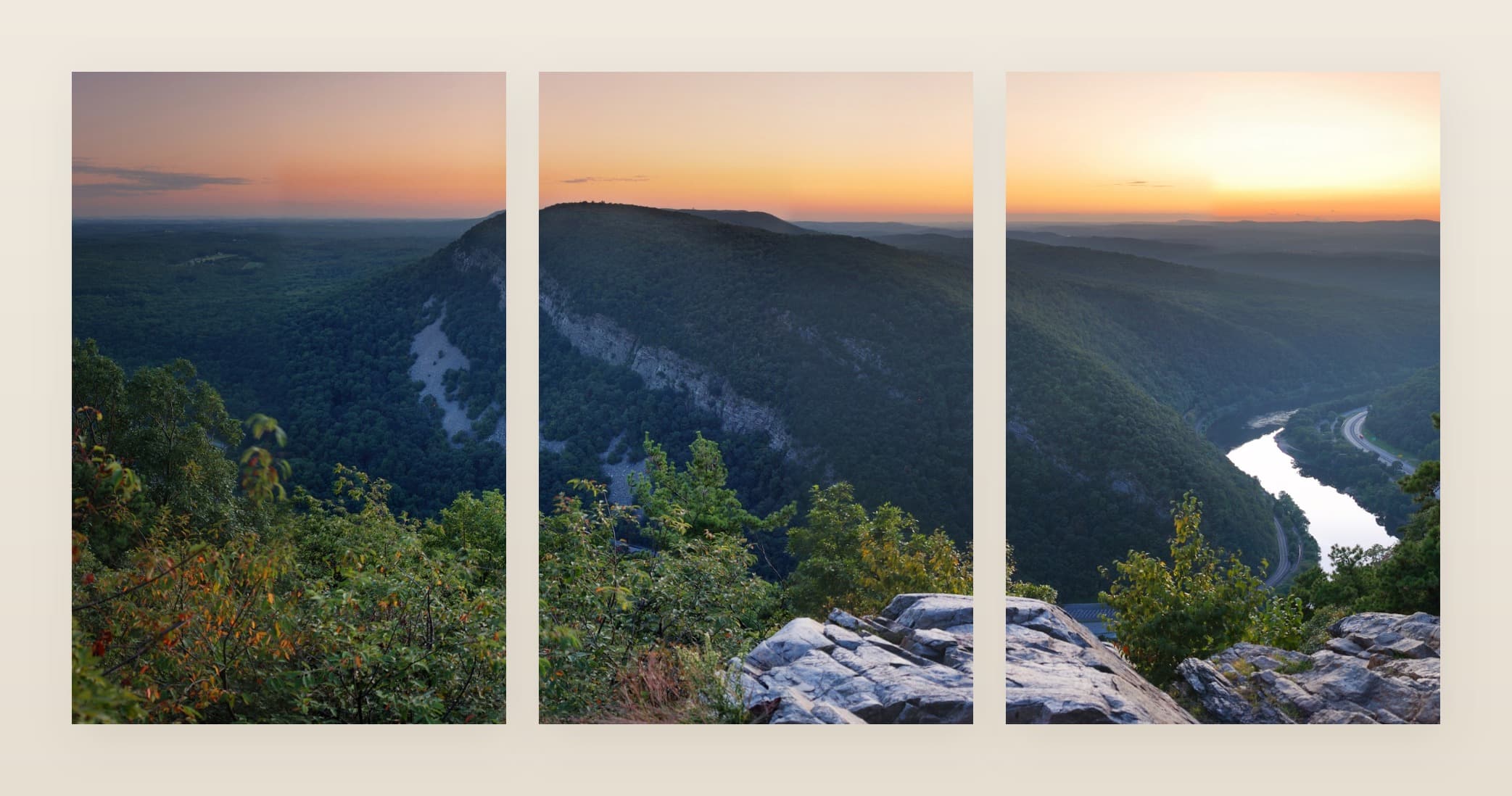 Mountain Sunset — Panoramic Set of 3 — all three panels