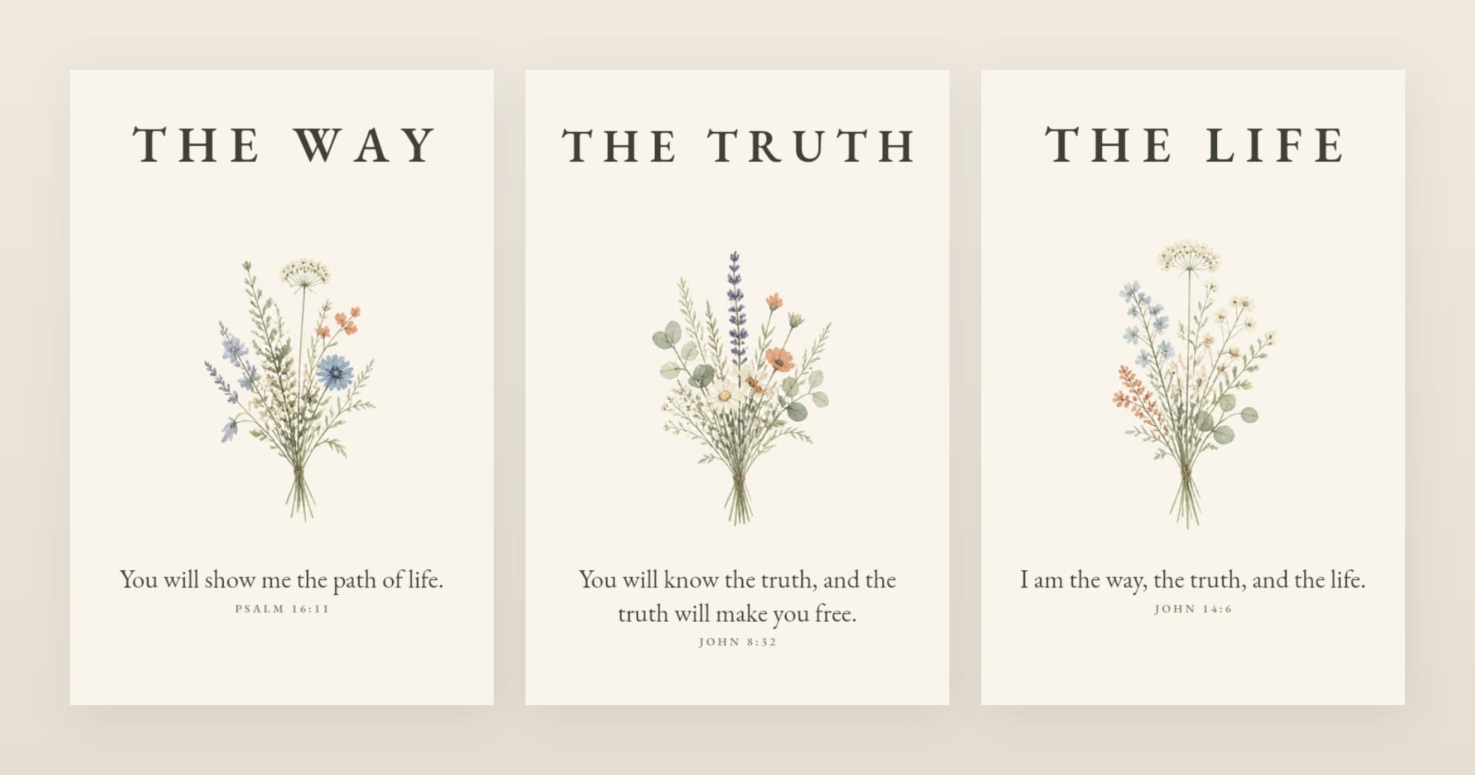 The Way, the Truth & the Life — Set of 3 — all three panels